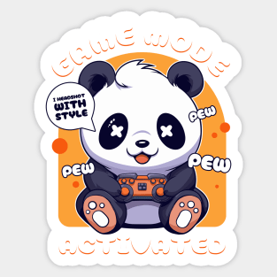 Gaming Panda withe game mode activated, Pew pew pew Sticker